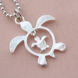 925 Sea Turtle Mother's Necklace Sterling Silver